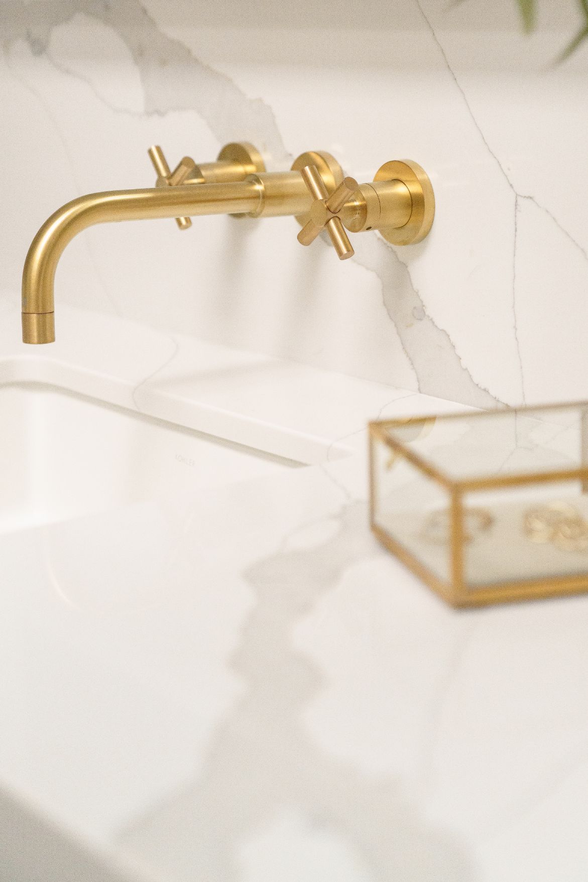 modern tub faucet detail shot