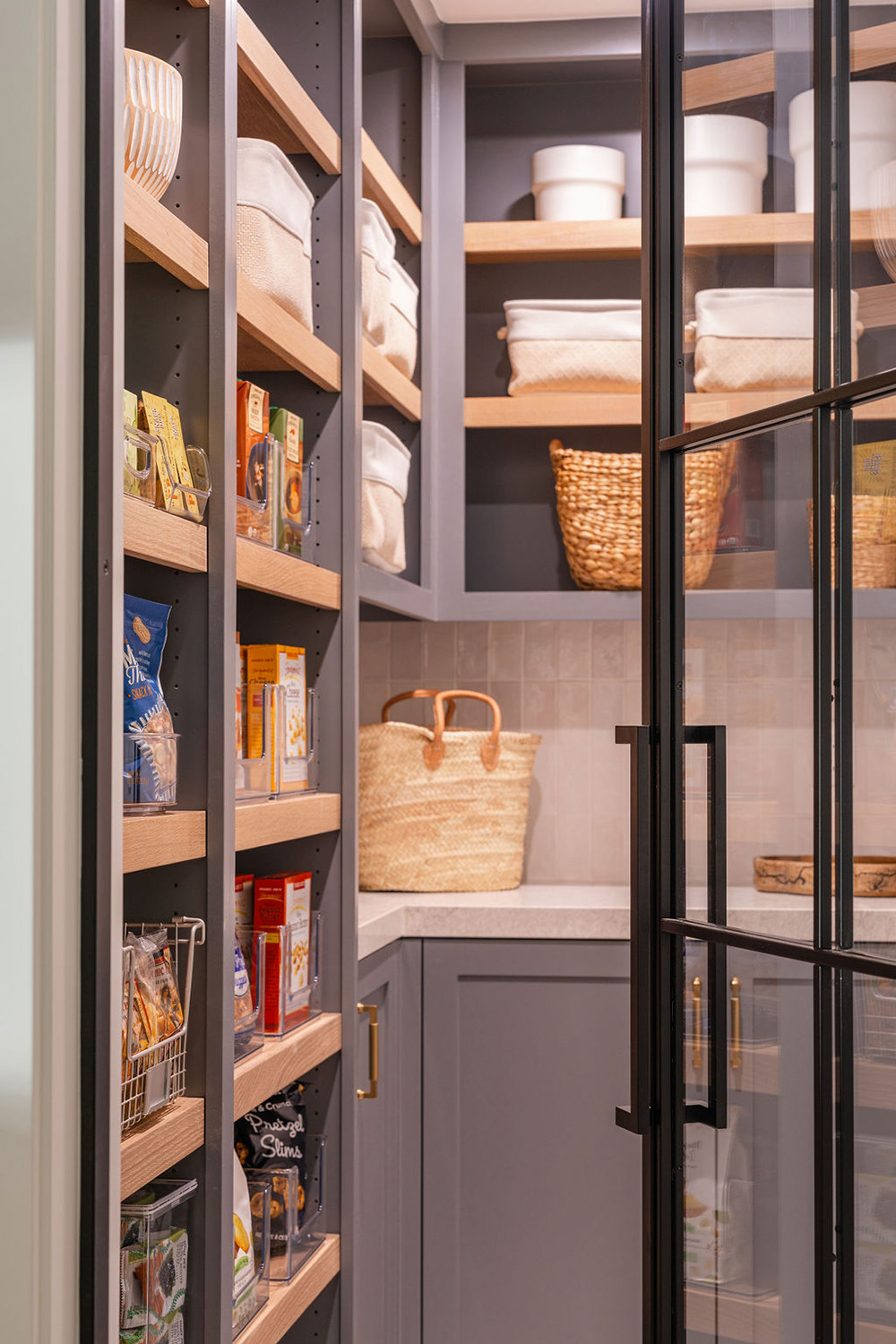 pantry design with modern shelving