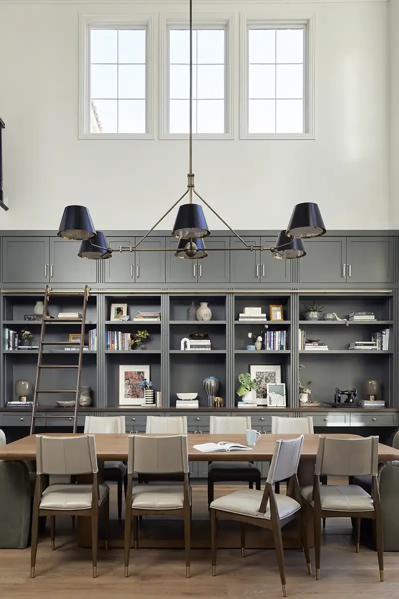 Hidden Canyon Interior Design Project with unique hanging light fixture over table by Sloan Co Design
